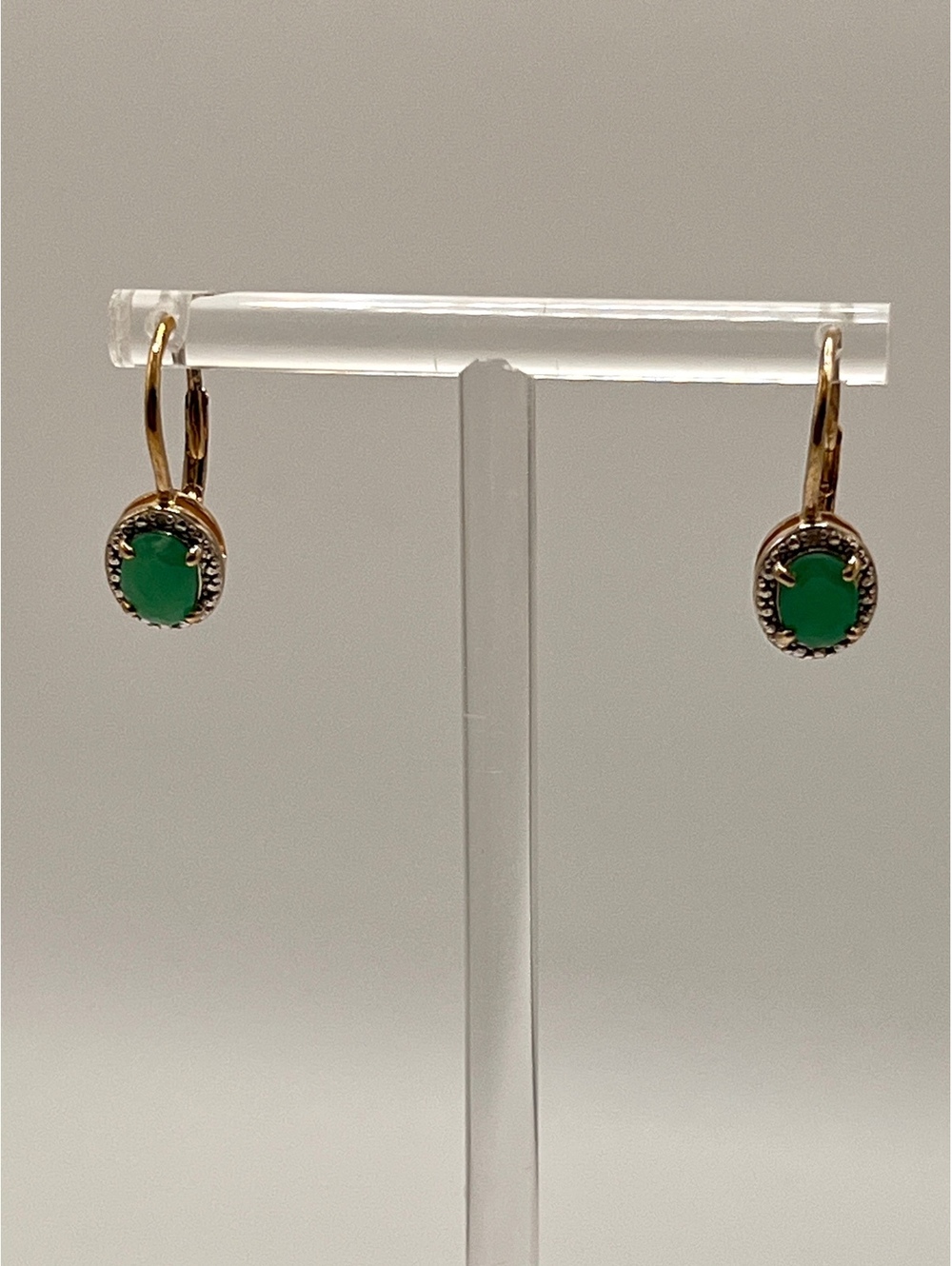925 Thailand Sterling Silver Jade-Like Marcasite Leverback Earrings